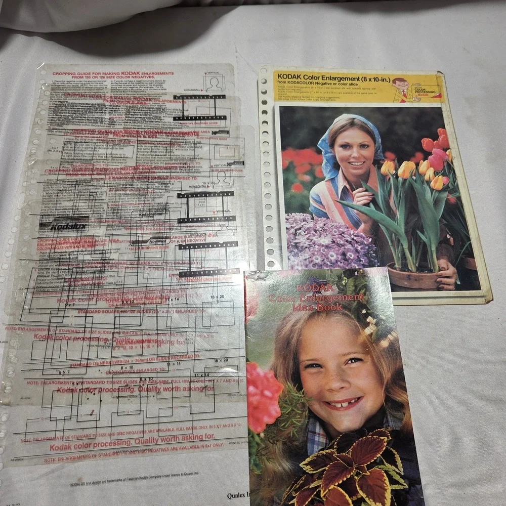 Vintage Kodak Cropping Guides Idea Book and Color Enlargement Sample Lot